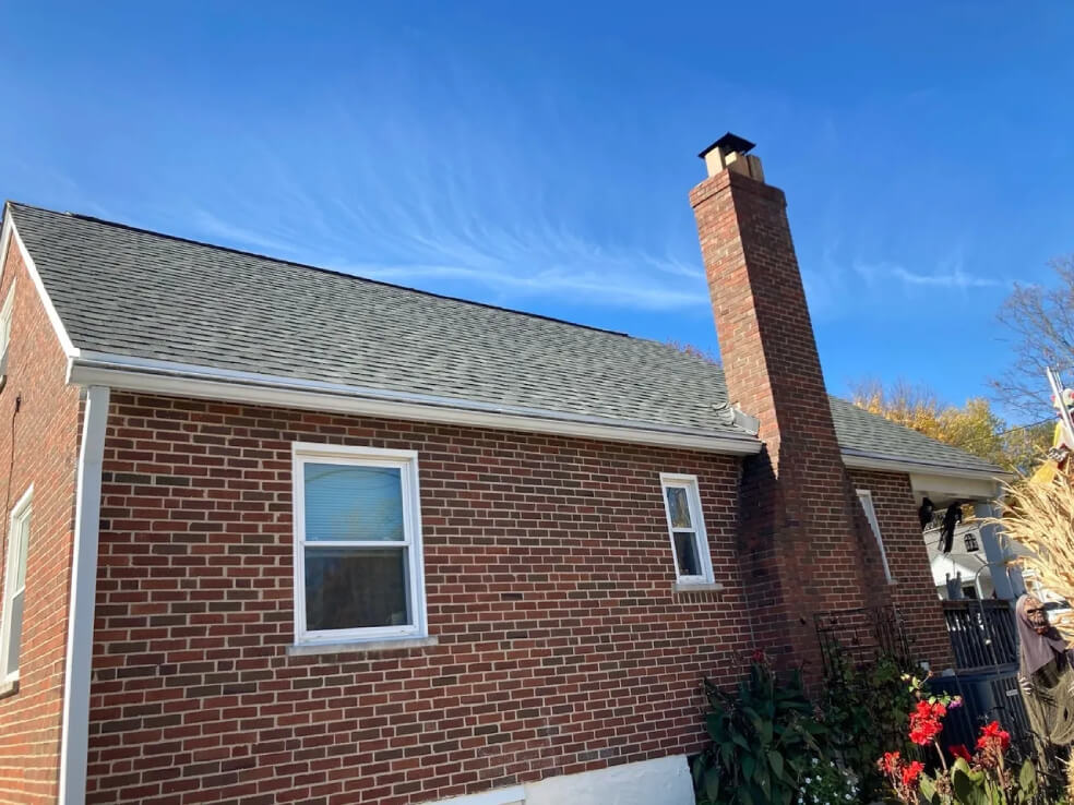 Side view of a brick house